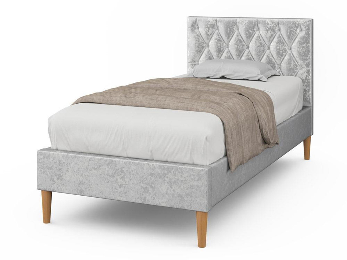 Hilton Crushed Silver Velvet Bed