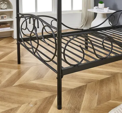 Lila Metal Four Poster Princess Black Bed Frame