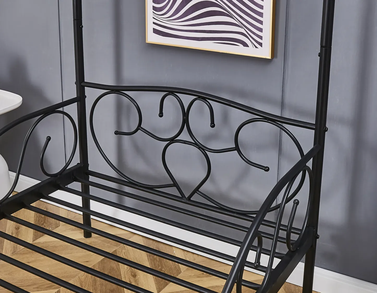Lila Metal Four Poster Princess Black Bed Frame