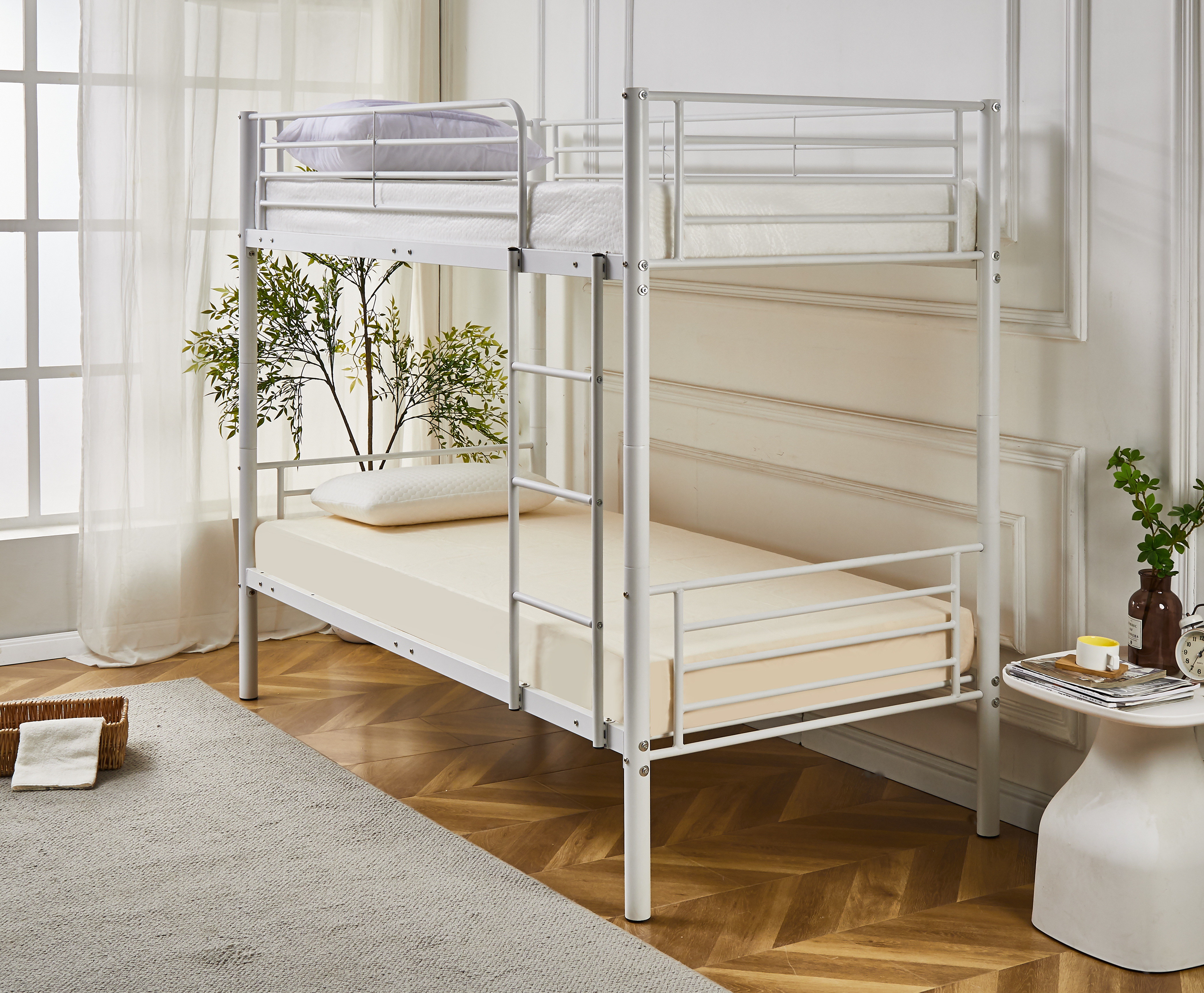 Newby Industrial White Metal Bunk Bed