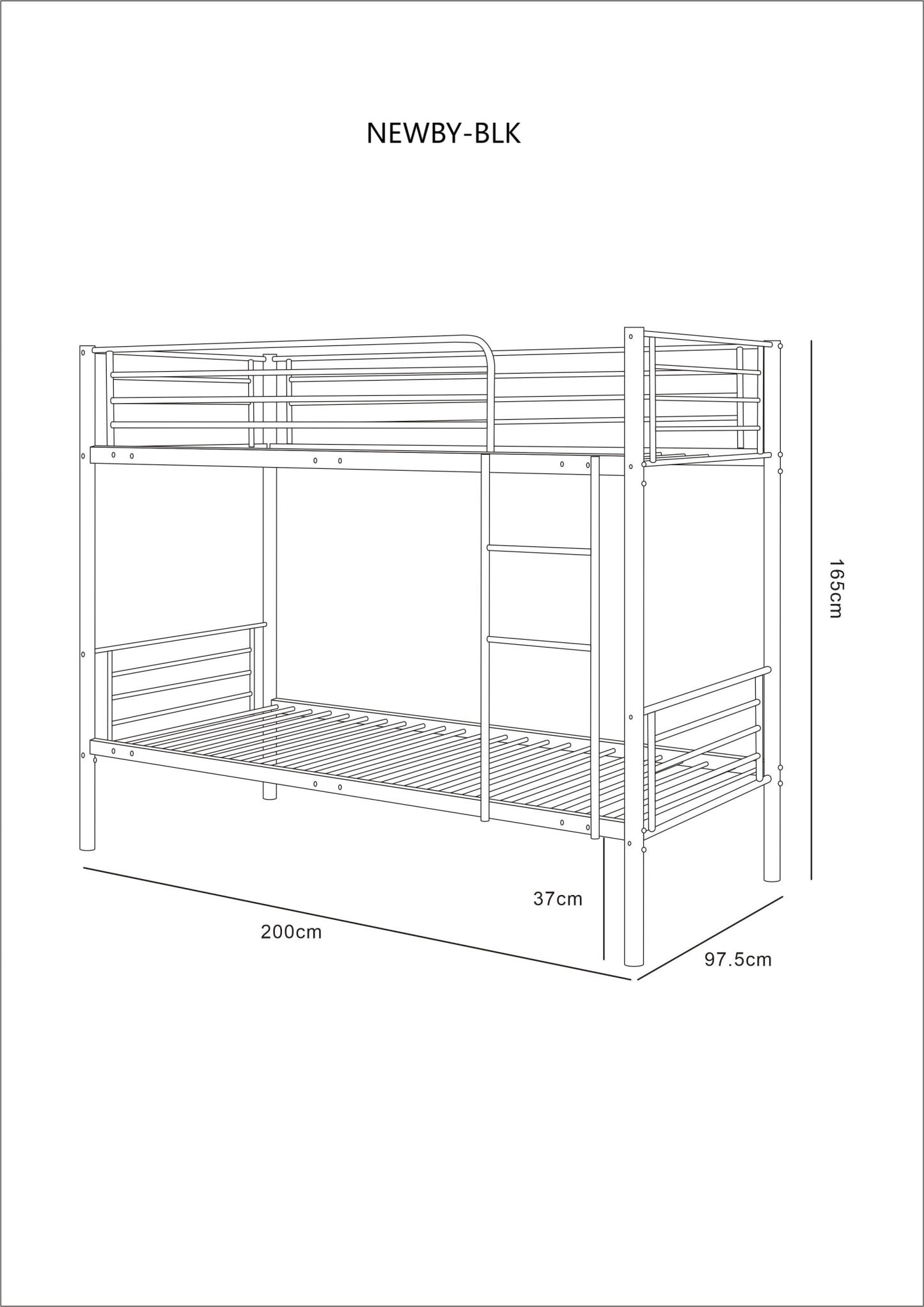 Newby Industrial Black Metal Bunk Bed