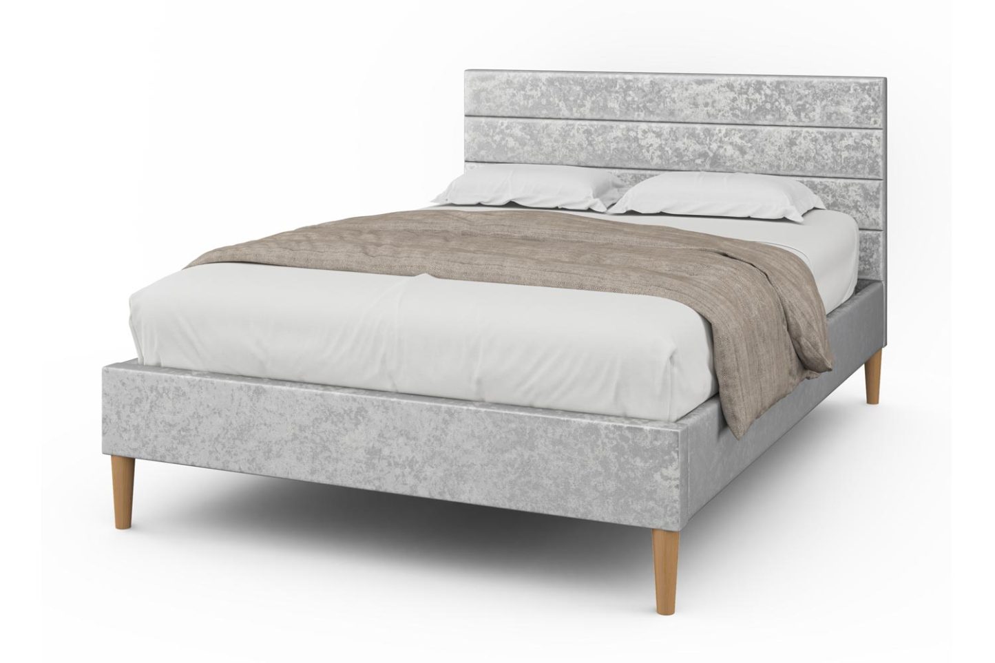 Oscott Crushed Silver Velvet Bed Frame