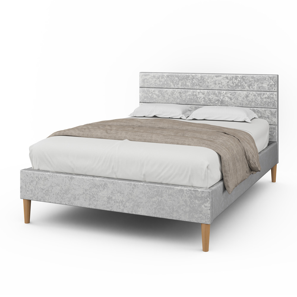 Oscott Crushed Silver Velvet Bed Frame