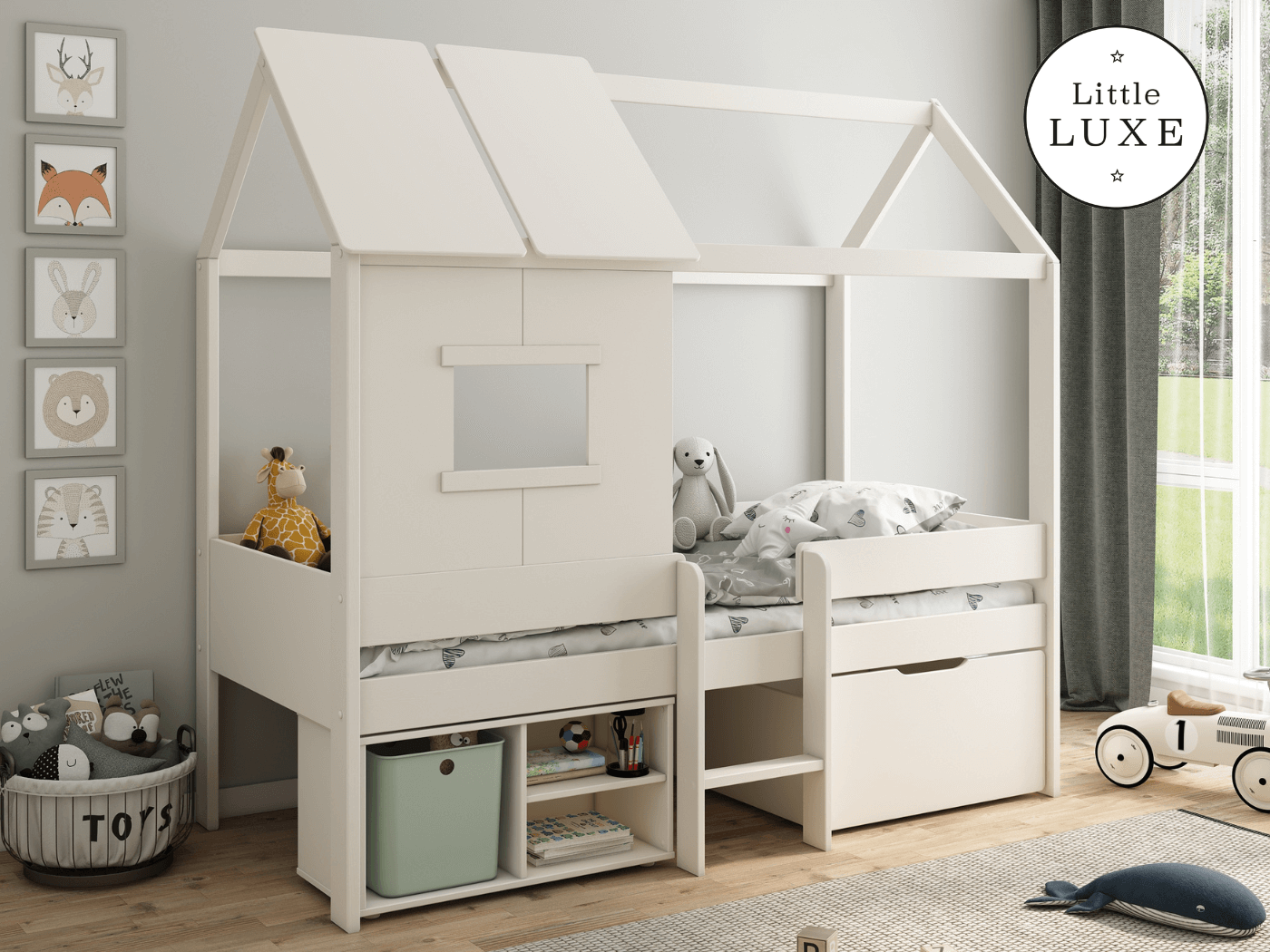 Ordi Mini Playhouse Mid Sleeper Bed with Storage