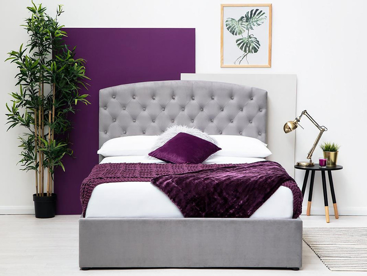 Sedgwick Grey Velvet Ottoman Storage Bed