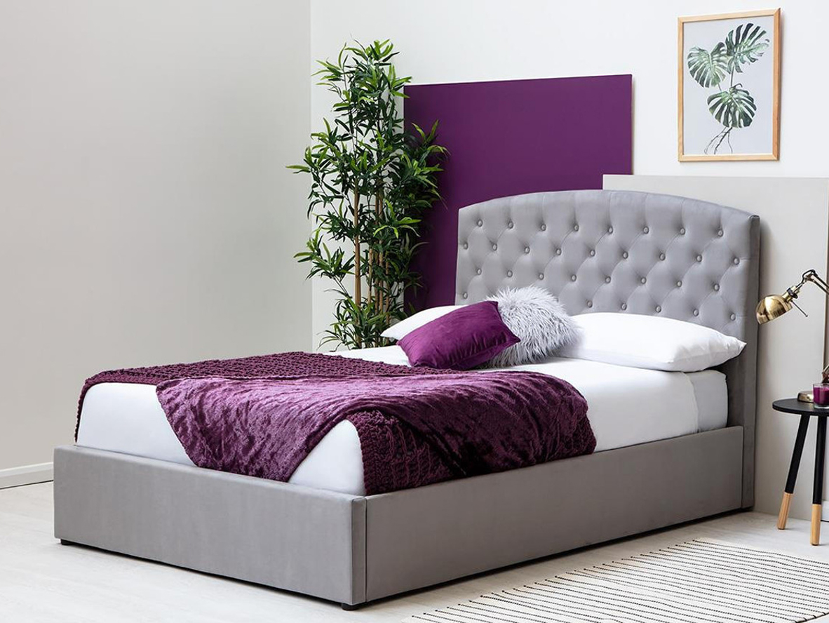 Sedgwick Grey Velvet Ottoman Storage Bed
