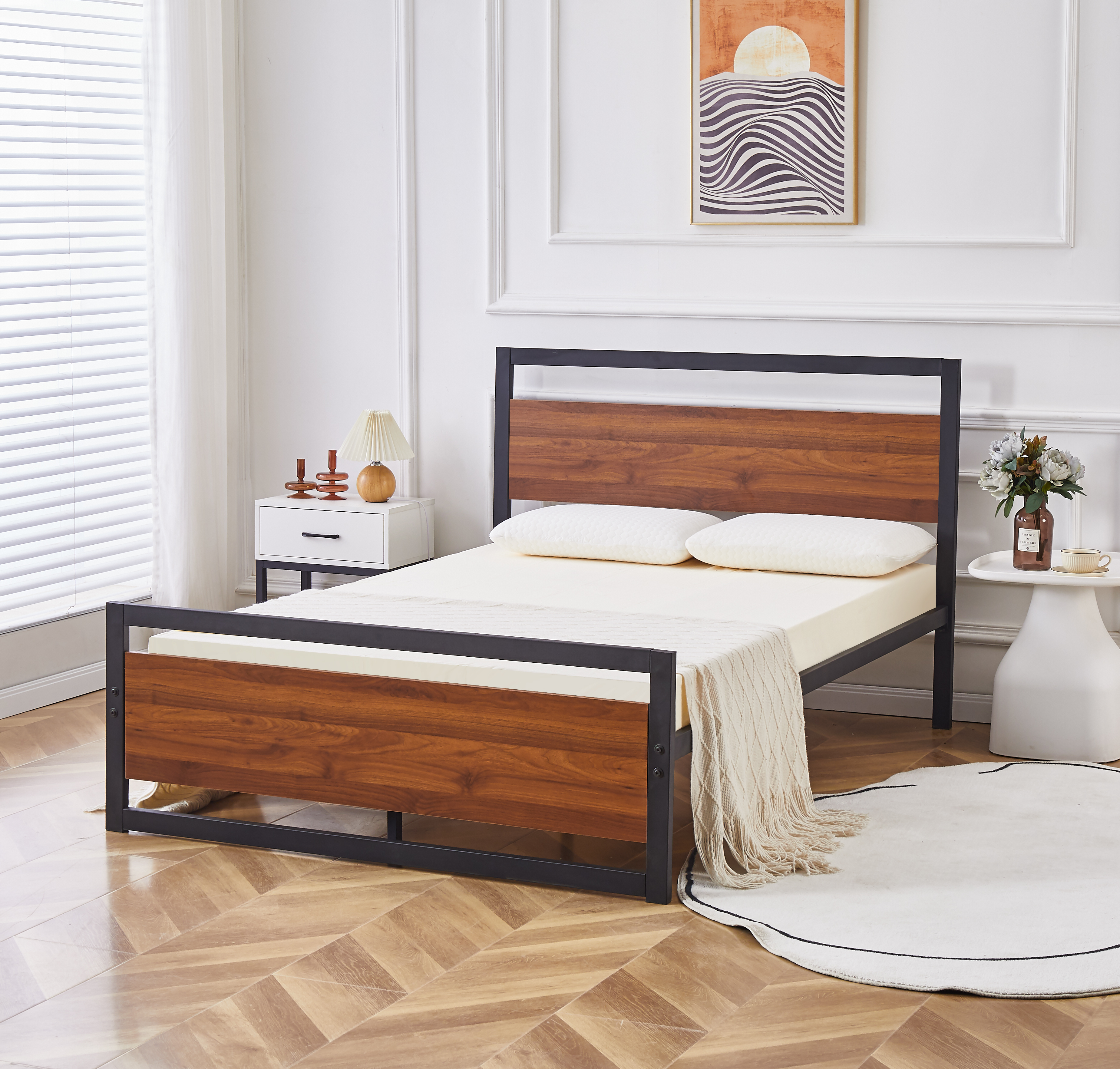 Cresswell Metal and Wooden Bed