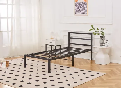 Taylor Minimalist Black Metal Bed Frame