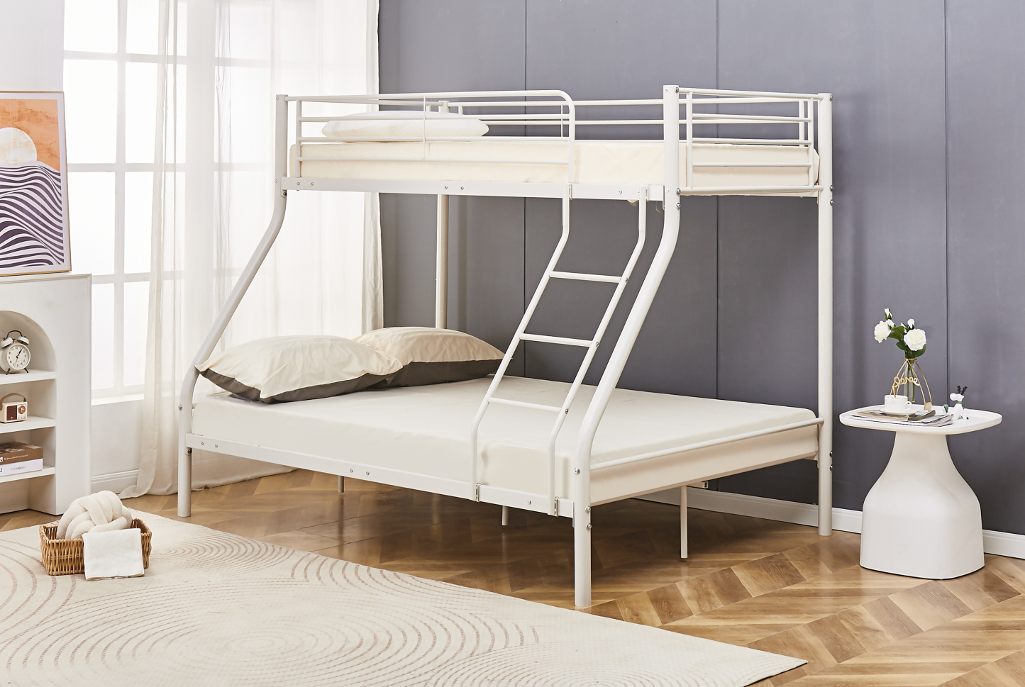 Triple Sleeper White Metal Bunk Bed