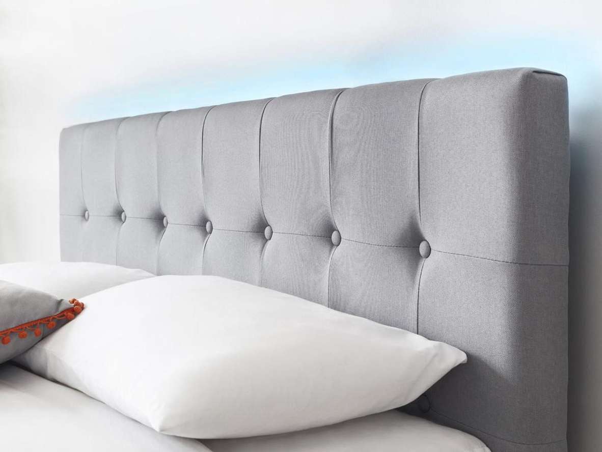 Torton LED Fabric Grey Velvet Fabric Bed