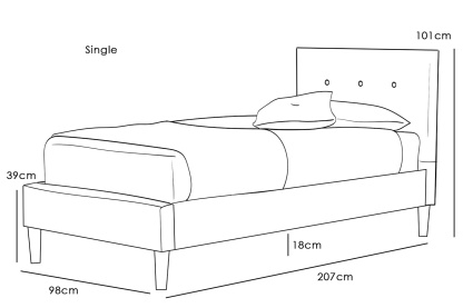 Wootton Scandinavian Grey Fabric Bed