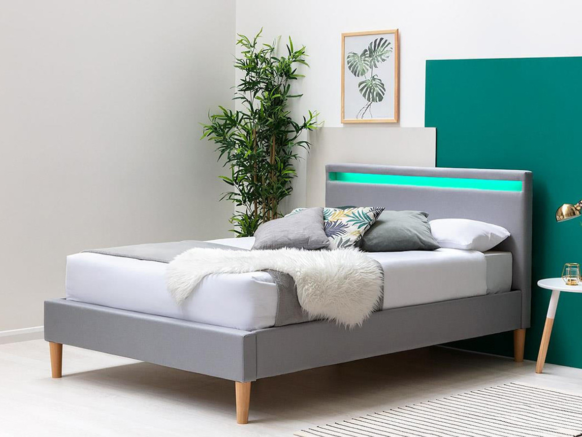 Wentworth LED Fabric Grey Fabric Bed