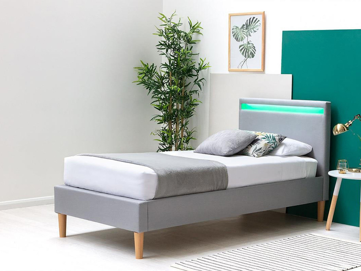 Wentworth LED Fabric Grey Fabric Bed