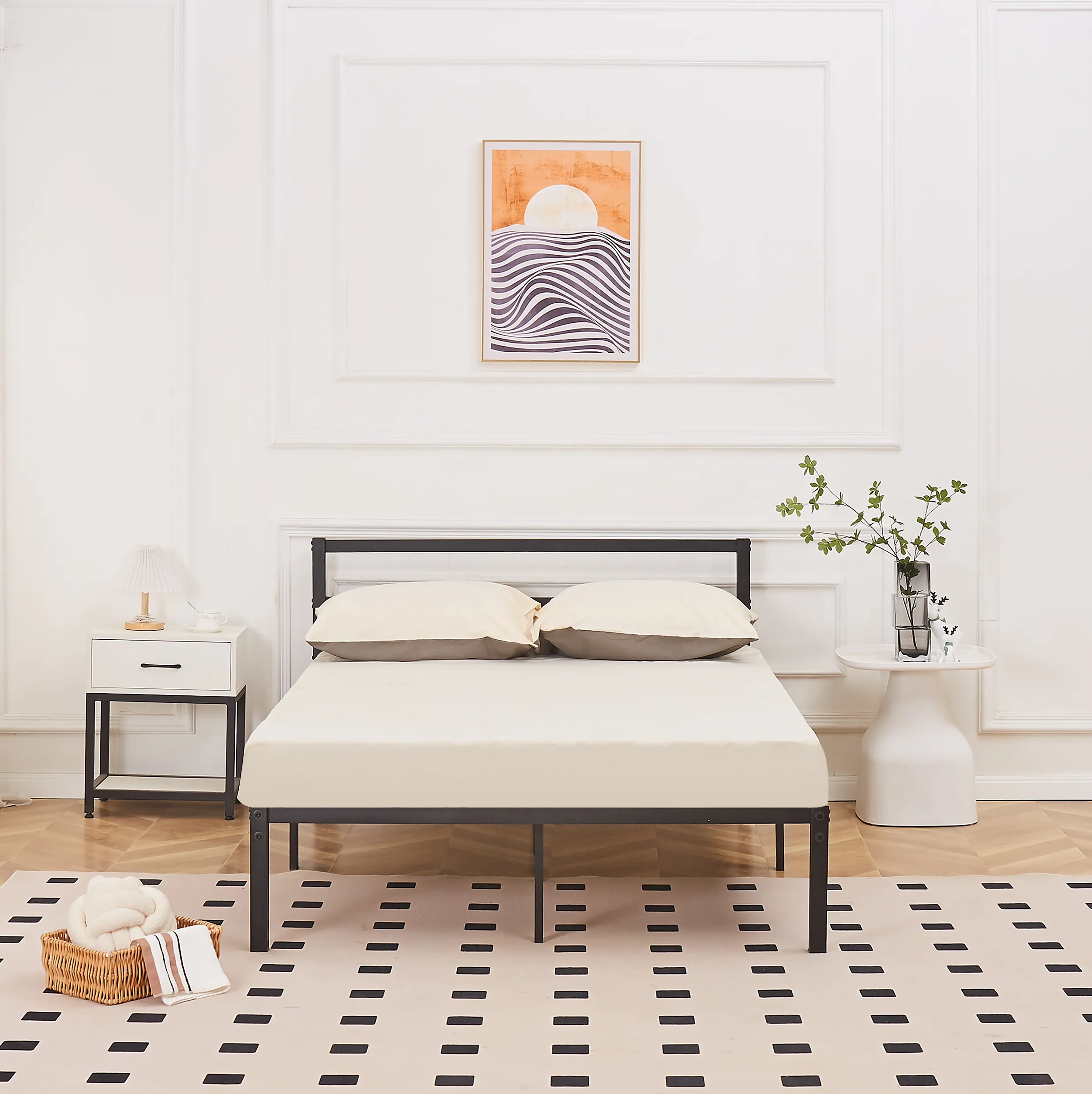 Taylor Minimalist Black Metal Bed Frame
