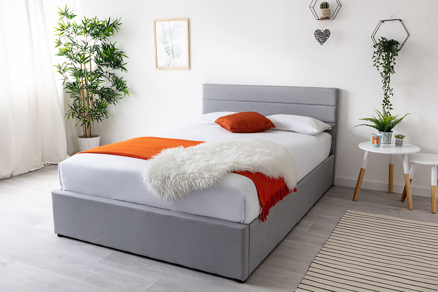 Chettle Grey Linen Ottoman Bed