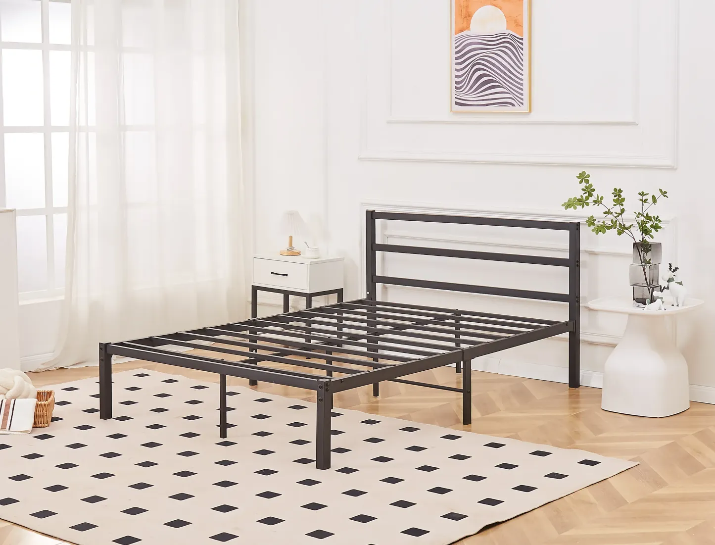 Taylor Minimalist Black Metal Bed Frame