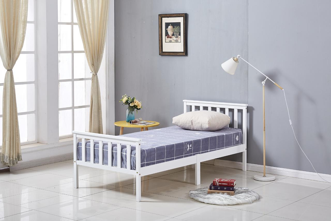 Evi White Wooden Bed