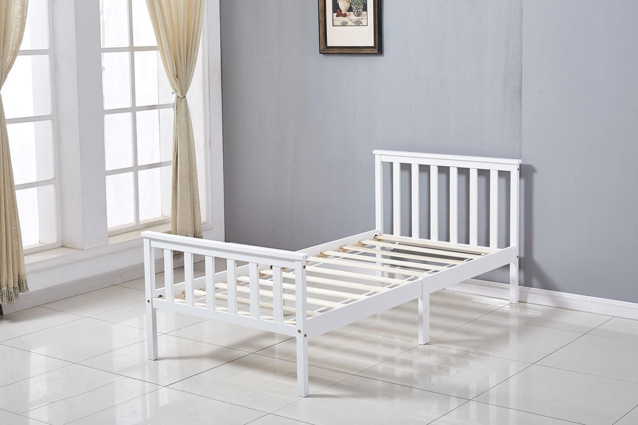 Evi White Wooden Bed