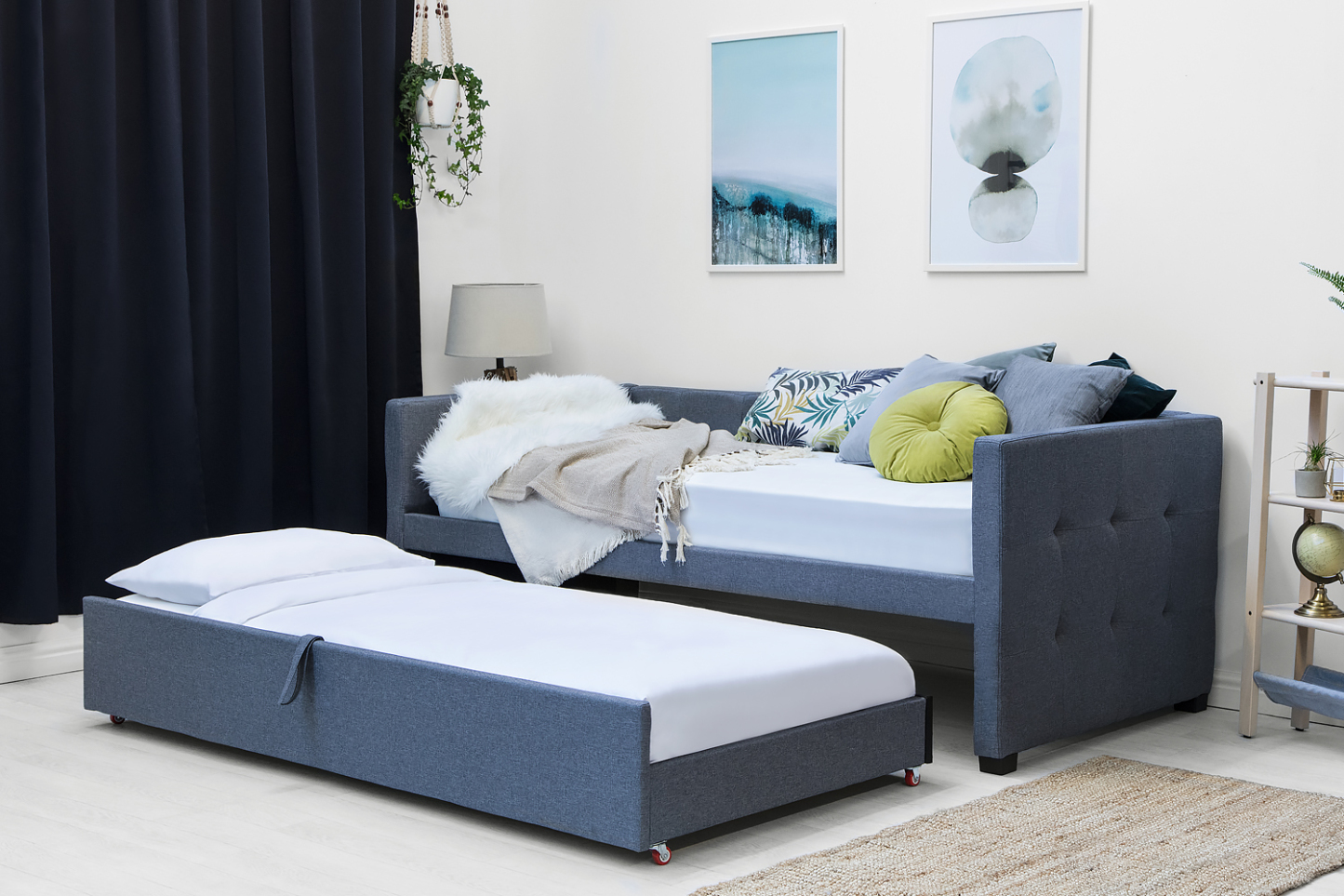 Holyrood Grey Fabric Day Bed With Trundle