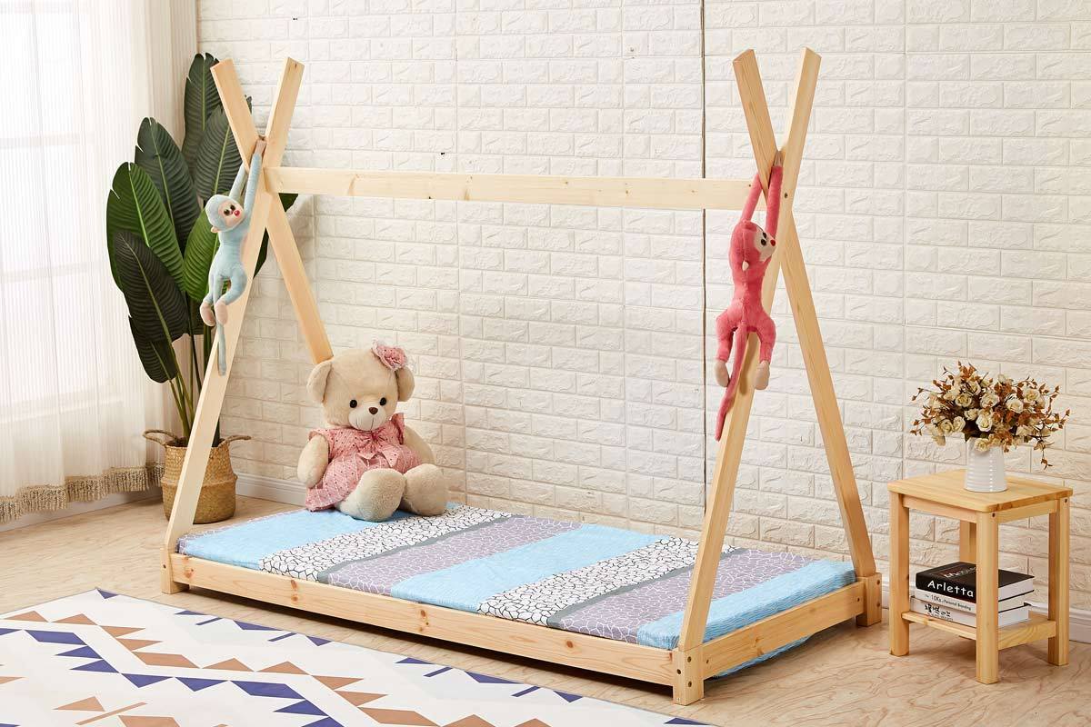 Kids Pine Wooden Tent Bed