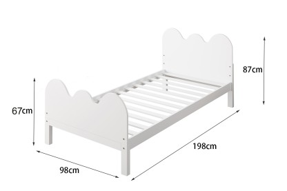 Kids Cloud White Wooden Single Bed Frame