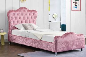 Windsor Princess Pink Crushed Velvet Bed With Storage