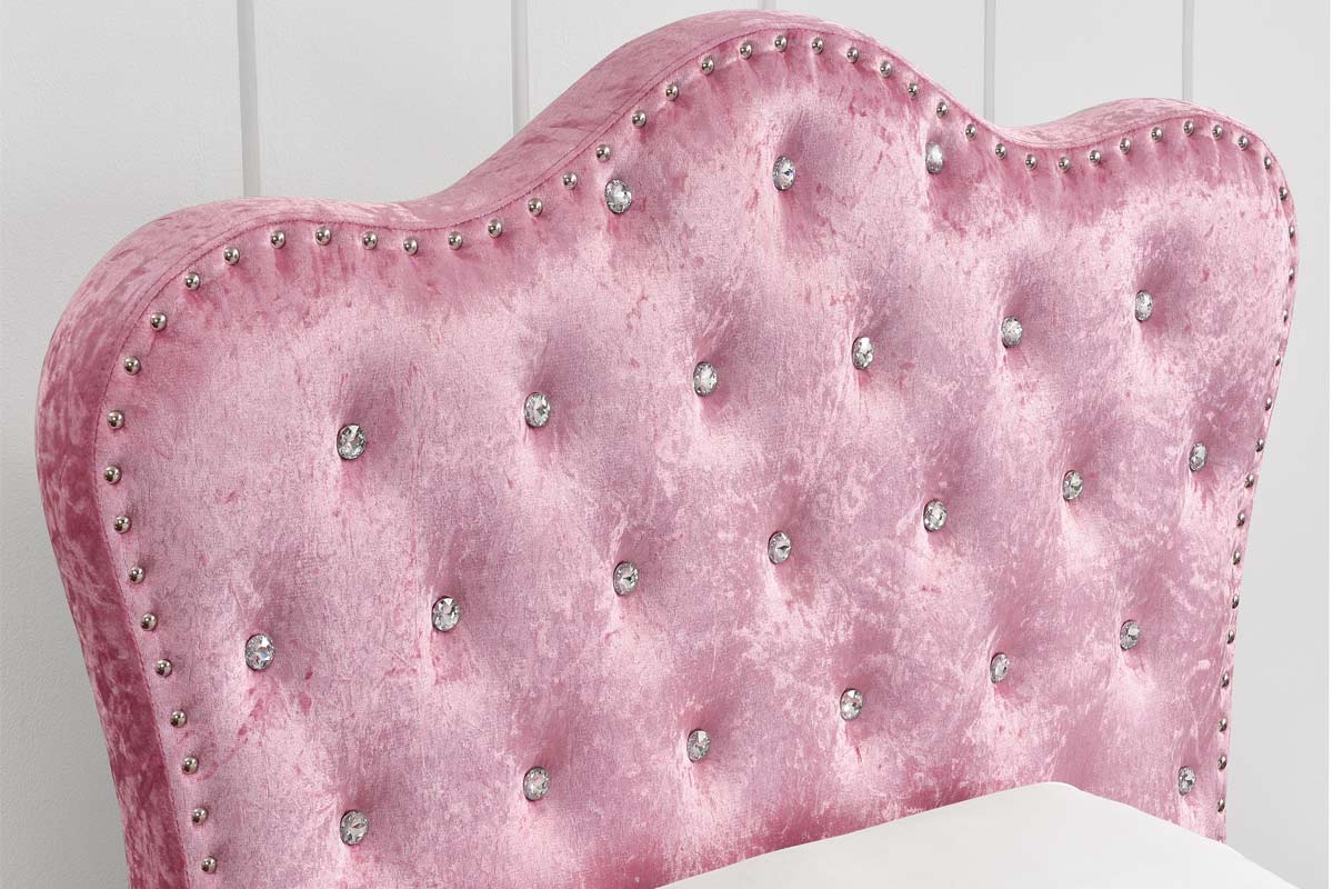 Windsor Princess Pink Crushed Velvet Bed With Storage