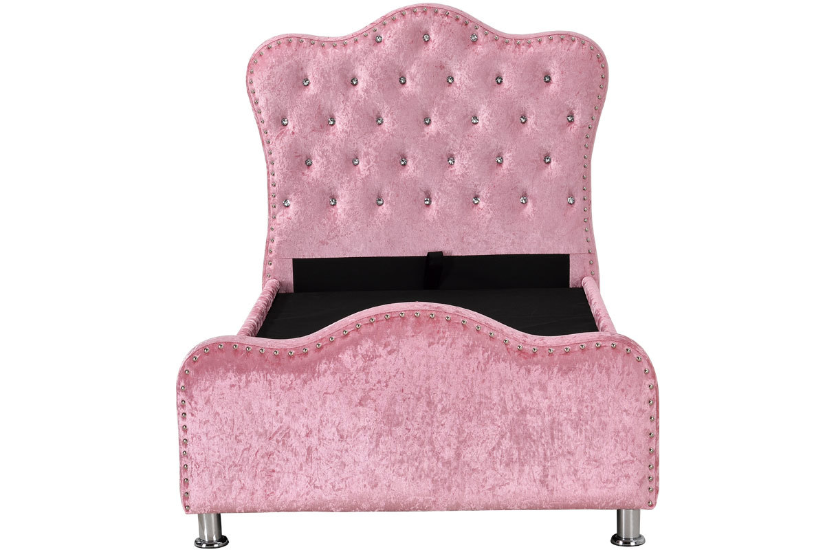 Windsor Princess Pink Crushed Velvet Bed With Storage