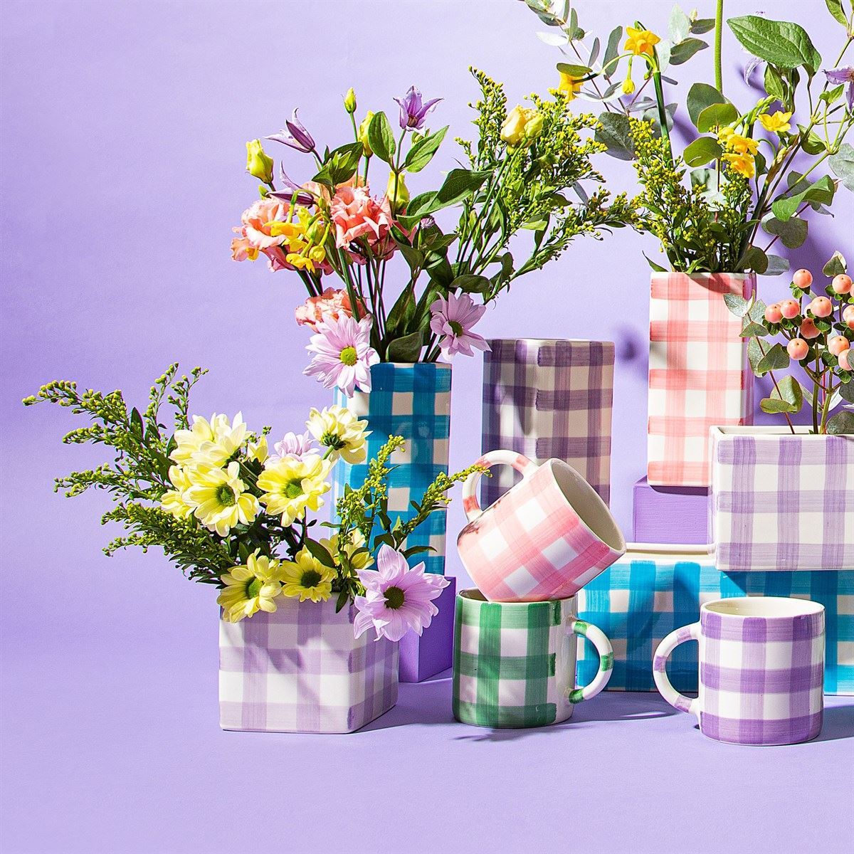 Sass & Belle Gingham Mug Pink
