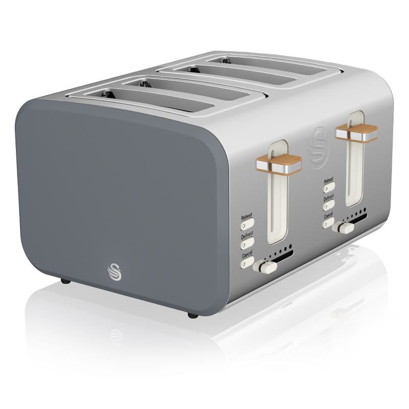 Swan Grey 4 Slice Nordic Style Toaster
