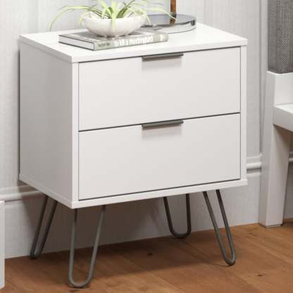 Augusta White 2 Drawer Bedside Cabinet
