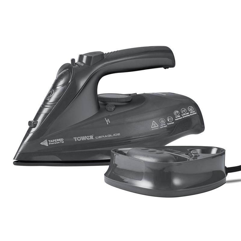 Tower CeraGlide 2400W Cord Cordless Steam Iron Grey UK Plug