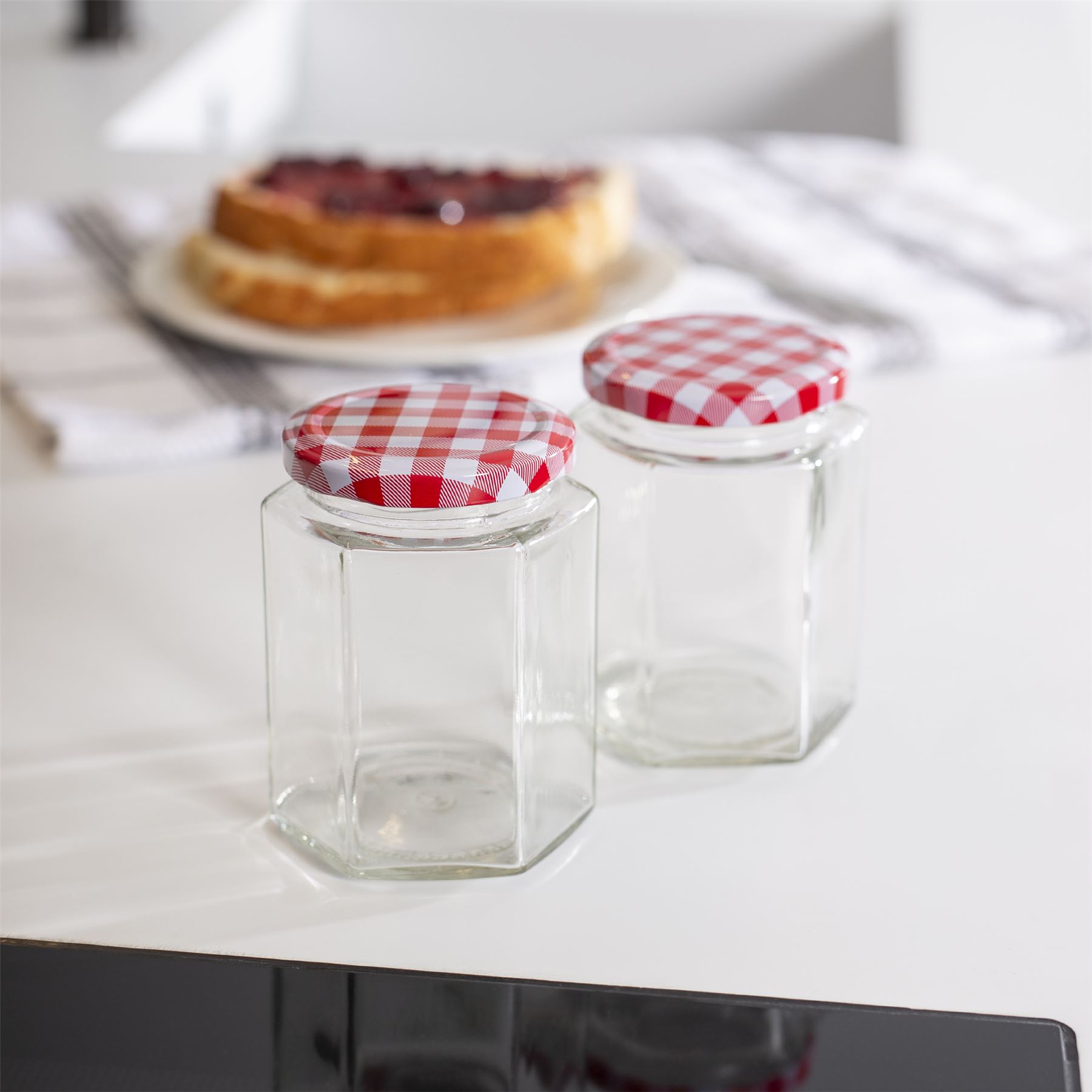 Hexagonal Mouth Glass Jam Jars - Set of 24 | M&W