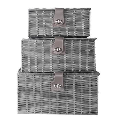 Resin Woven Storage Baskets - Set of 3 Grey | M&W