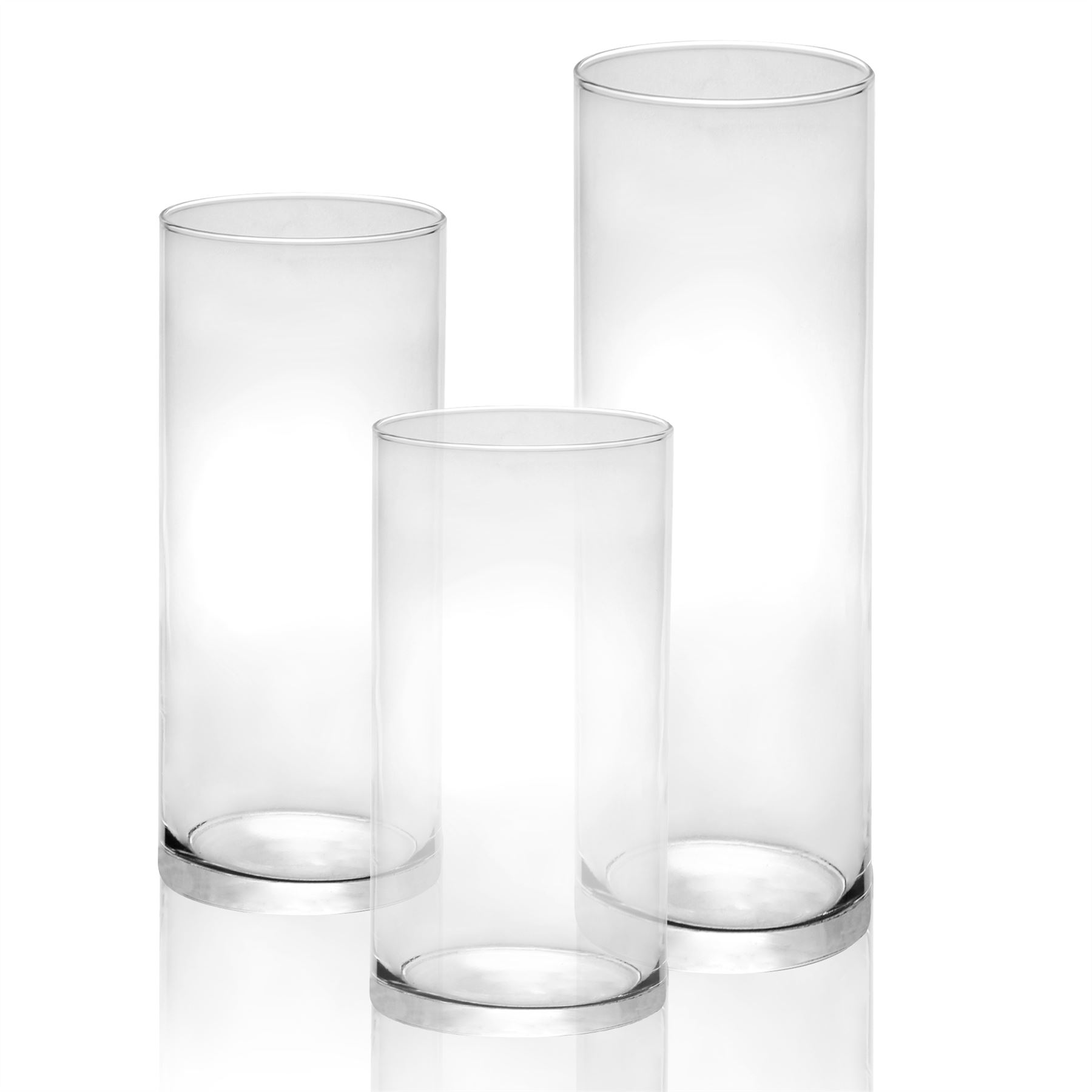 Glass Candle Cylinders Set of 3 M W