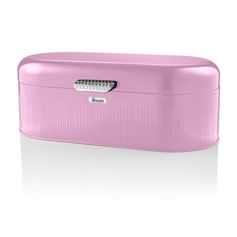 Swan Long Pink Retro Bread Bin