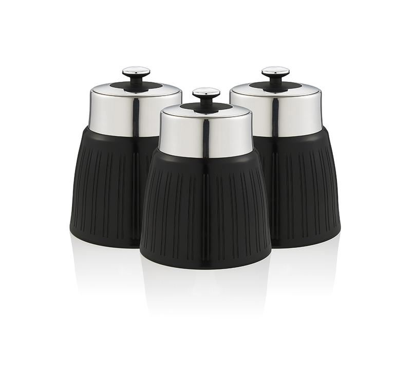 Swan Retro Set of 3 Canisters Black