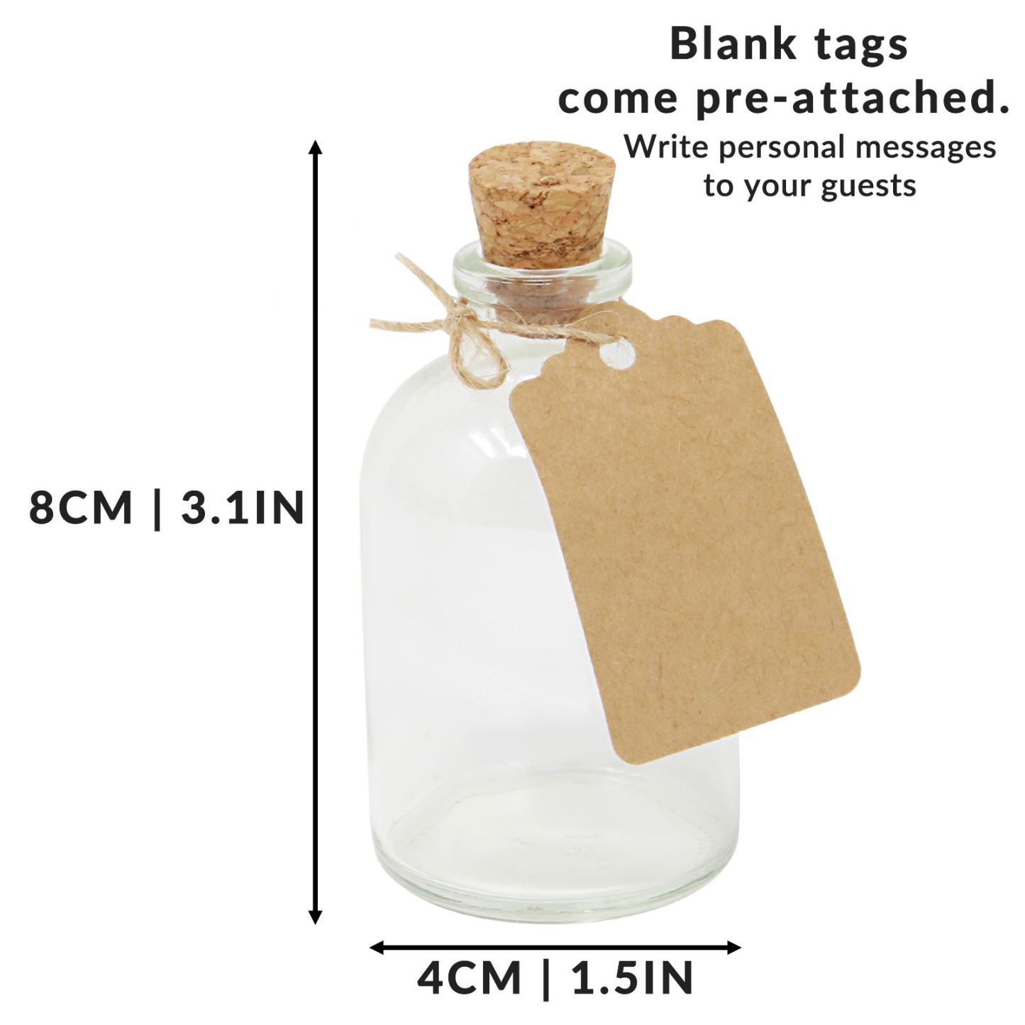 Mini 50ml Glass Bottles with Decorative Labels - Set of 12 | M&W