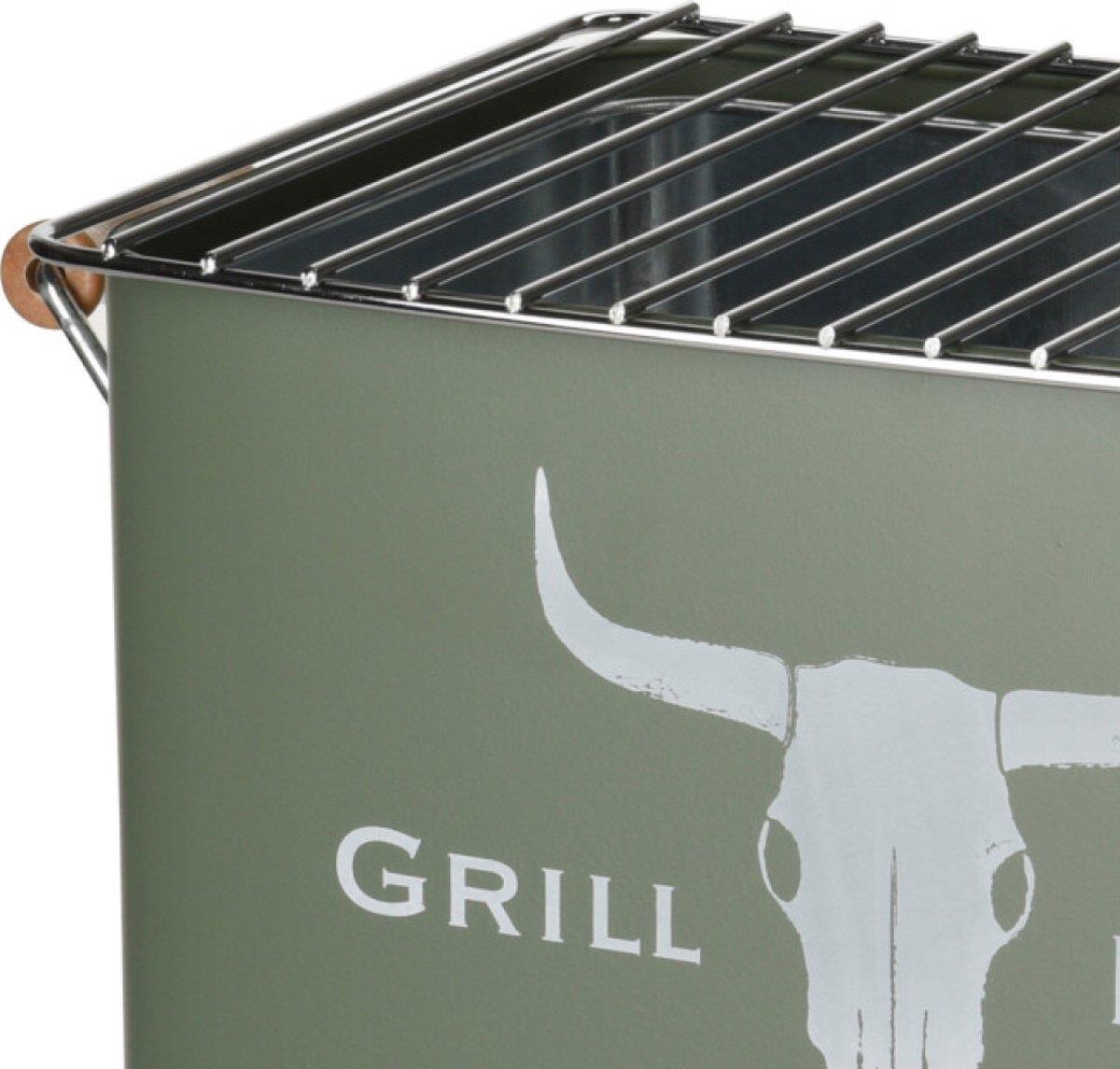 Barbecue Grill Bucket Rectangular Matt Green 31cm x 20cm