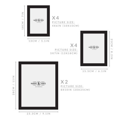 Assorted Photo Frames - Set of 10 Black | M&W