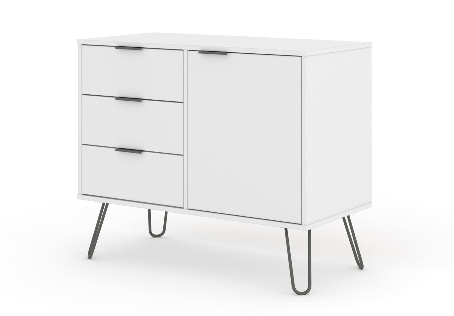 Augusta White Small Sideboard With 1 Door 3 Drawers
