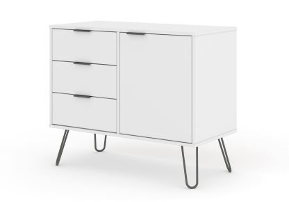 Augusta White Small Sideboard With 1 Door 3 Drawers