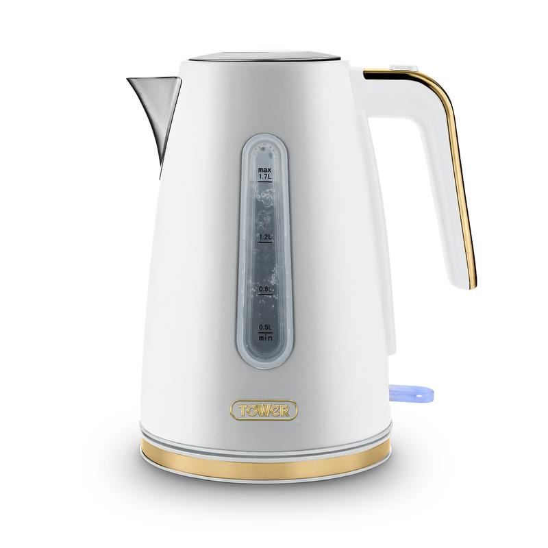Tower Cavaletto 1.7L 3KW Jug Kettle Optic White Champagne Accents