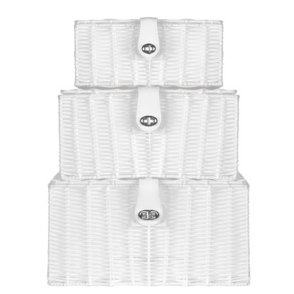 Resin Woven Storage Baskets - Set of 3 White | M&W