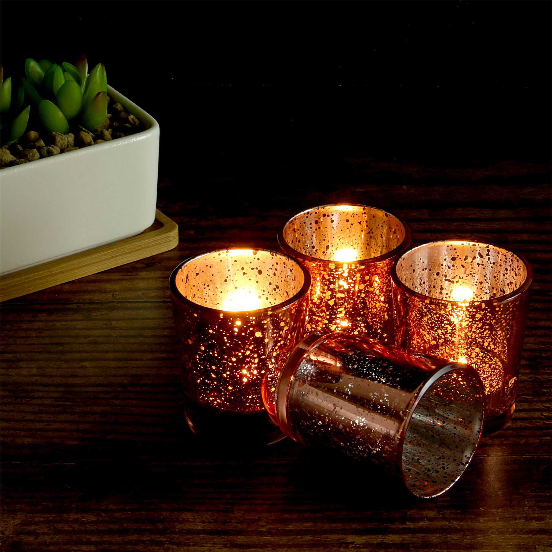 Speckled Tea Light Holders - Set of 12 Rose Gold | M&W