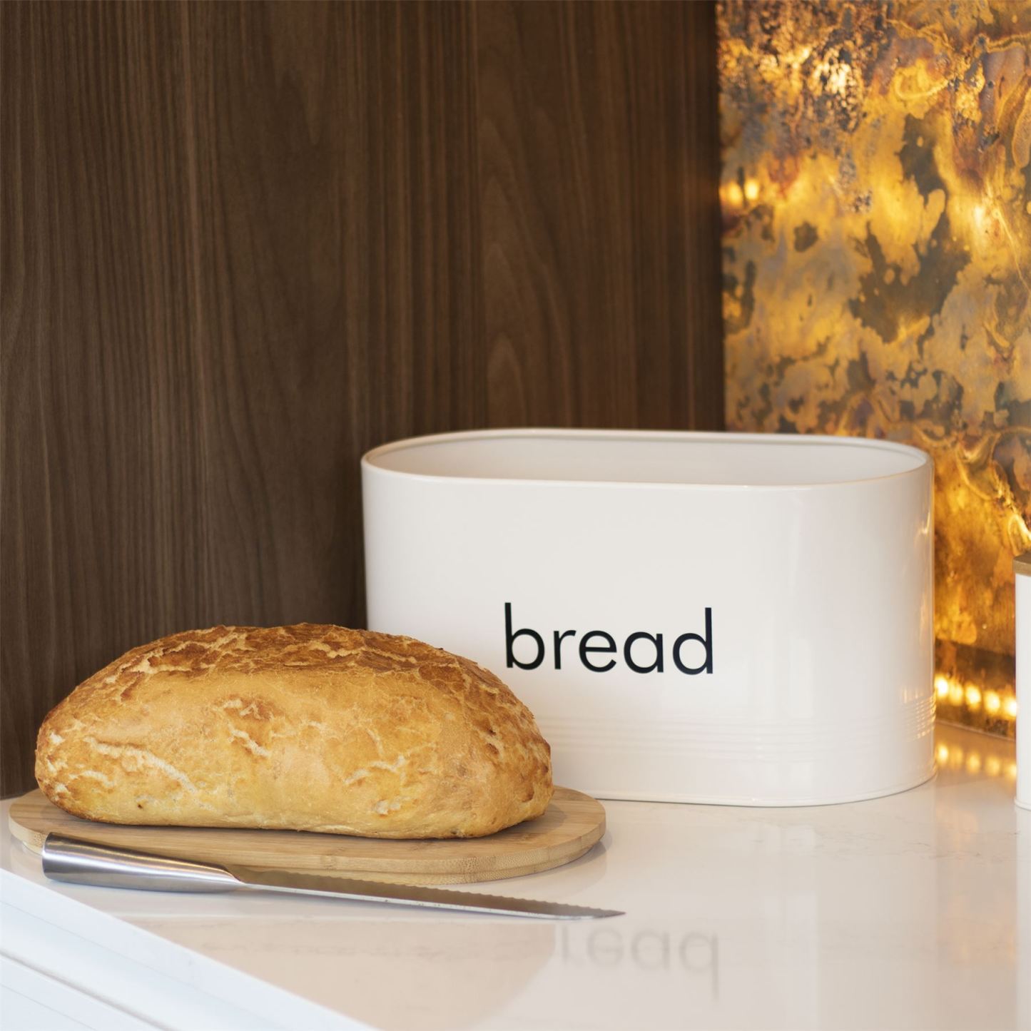 Kitchen Bread Bin with Bamboo Chopping Board Lid | M&W