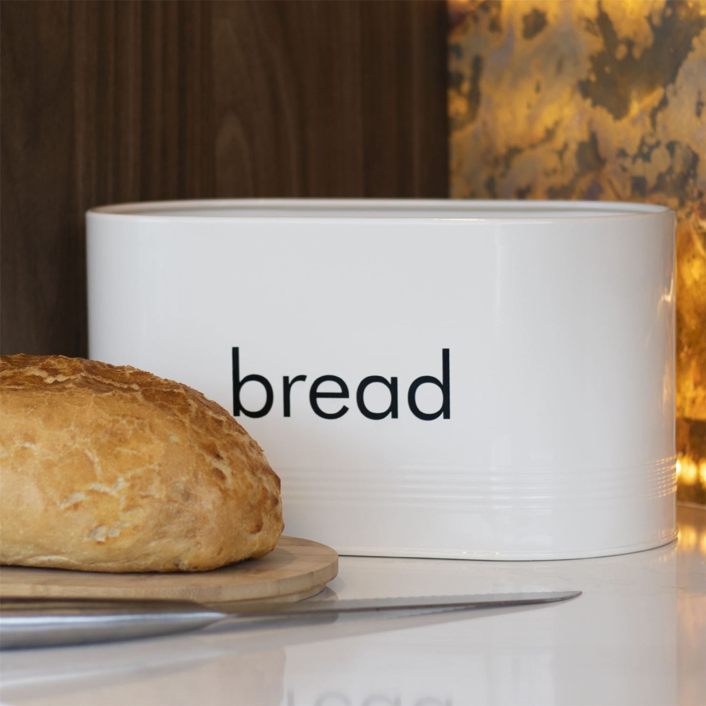 Kitchen Bread Bin with Bamboo Chopping Board Lid | M&W