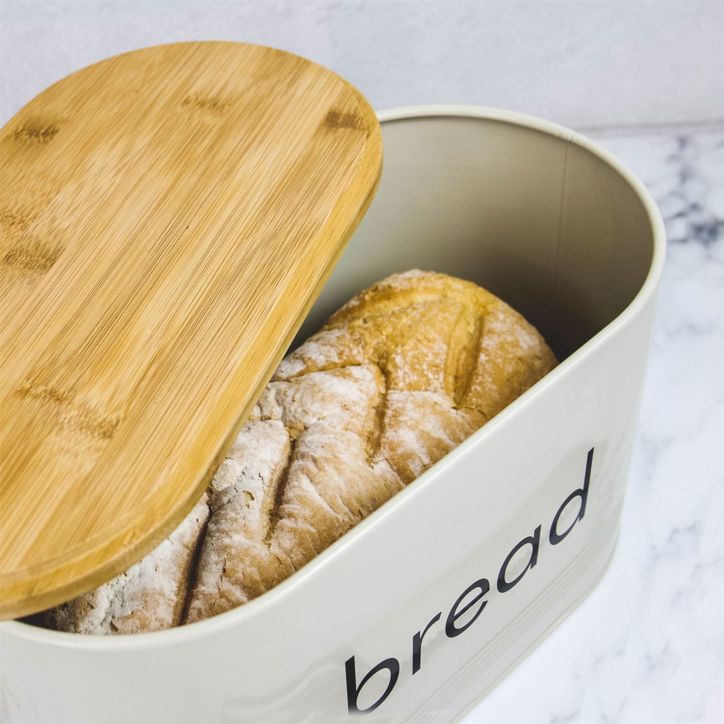 Kitchen Bread Bin with Bamboo Chopping Board Lid | M&W