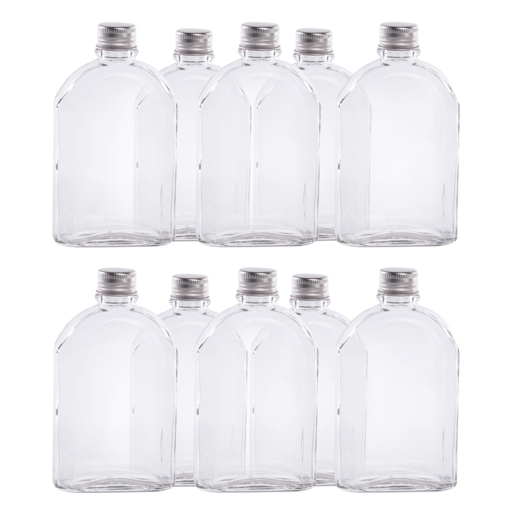 Glass Flask Bottles with Lids 350ml - Set of 10 | Pukkr
