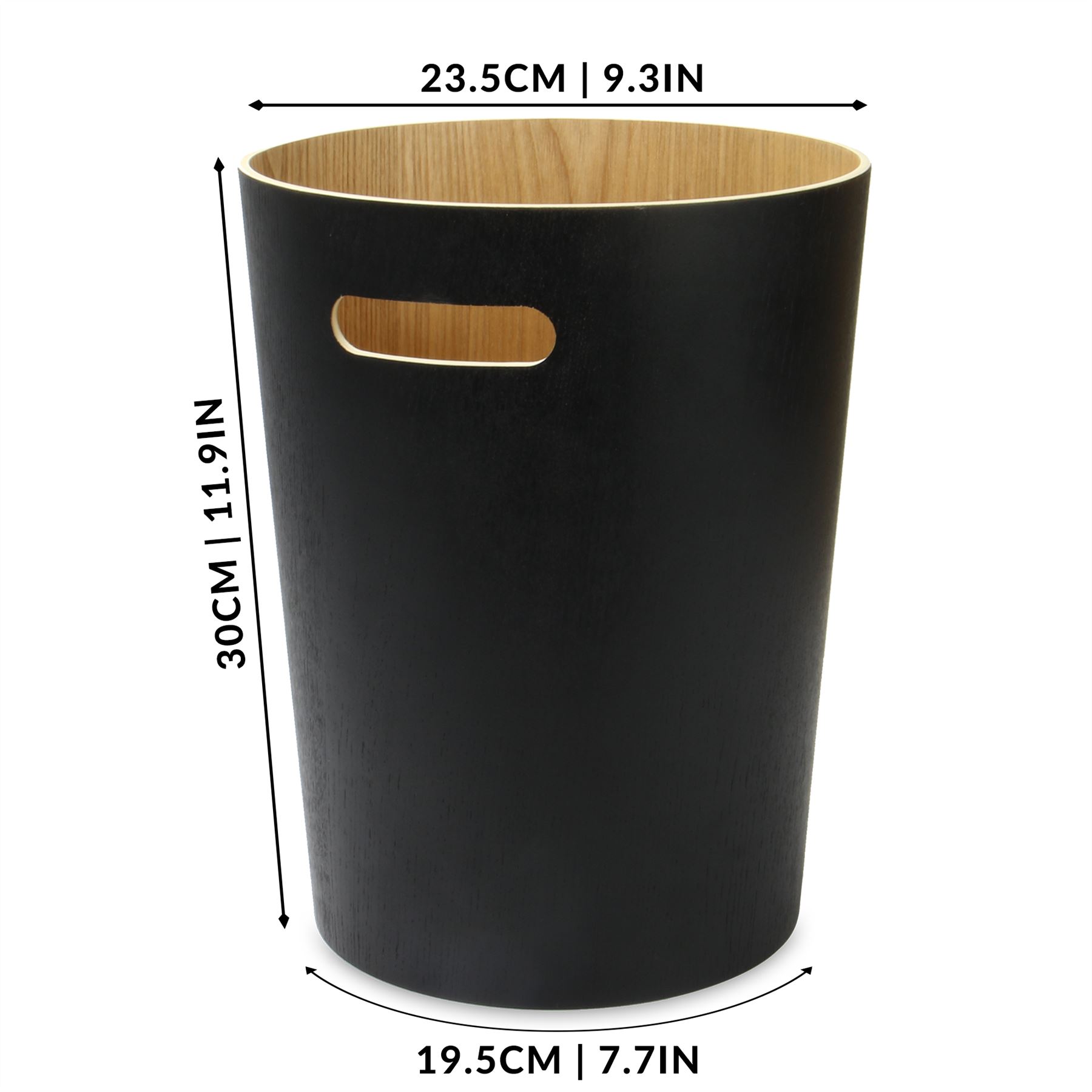 Wooden Waste Paper Bin Black | M&W